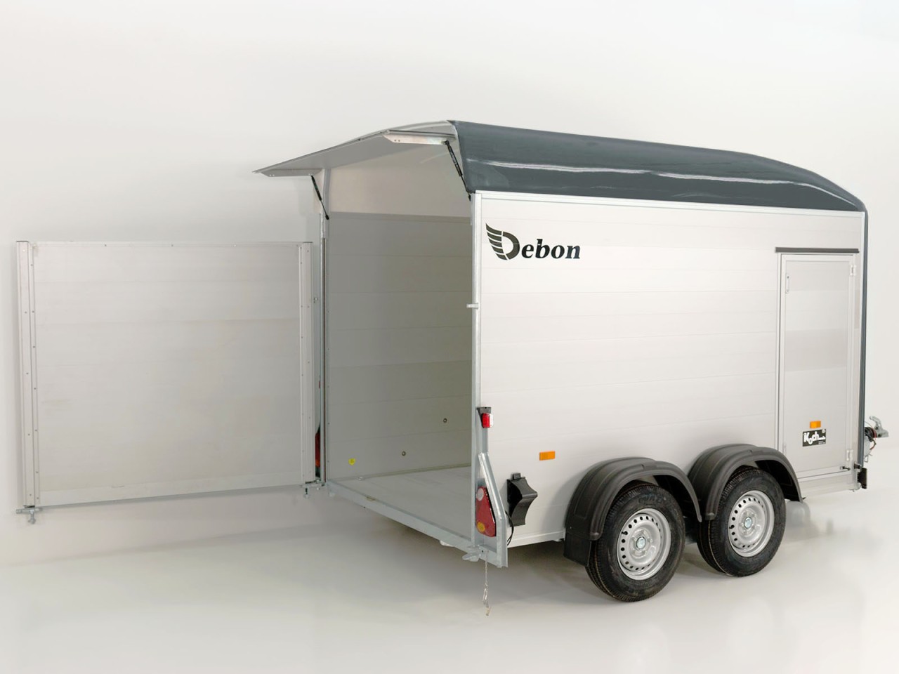 2906_02IgGxhYYL4WR1j_1280x1280-1.jpg Debon Kofferanhänger C500 164x300cm H:200cm 2,0t, Alu, Polybug, Tür, grau-Neu – Bild 1