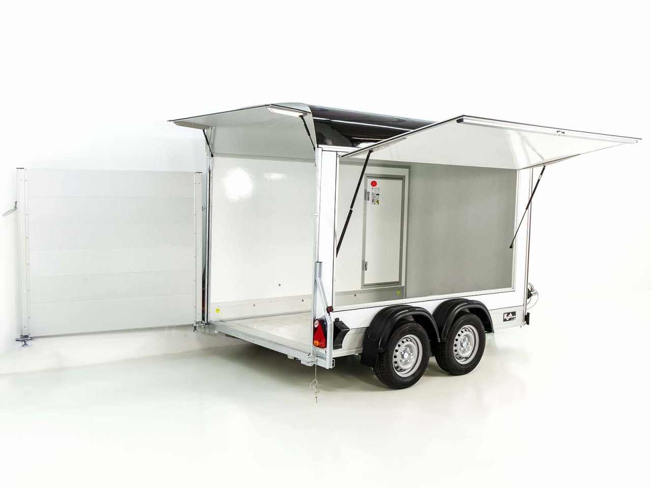 96.jpg Debon Kofferanhänger C500 Sandwich 164x300cm H:200cm 2,0t|Alu|Polybug|Tür|schwarz-Neu – Bild 1