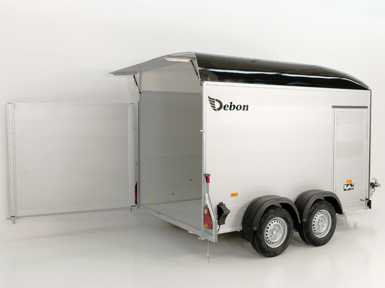 99.jpg Debon Kofferanhänger C500 164x300cm H:200cm 2,0t|Alu|Polybug|Tür|schwarz-Neu – Bild 1