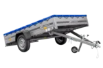 Einachsanhänger 264×150 UNITRAILER GARDEN 265 KIPP mit einem Flachplanenträger und blauer Plane-Neu